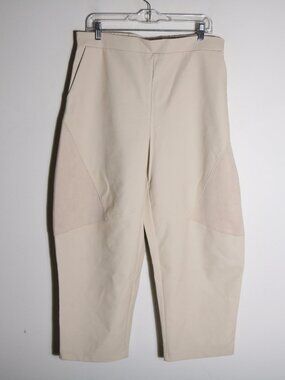 Parker Faux Leather Suede Barrel Pants Womens Large Ivory High Rise